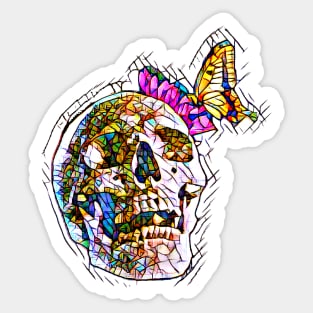 Skull Butterfly Mosaic Art Sticker